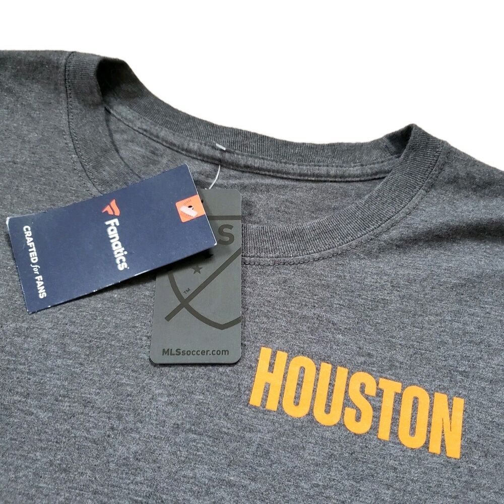 NWT Fanatics Houston Dynamo FC Size 2XL Mens Grey Double Side T-Shirt Soccer